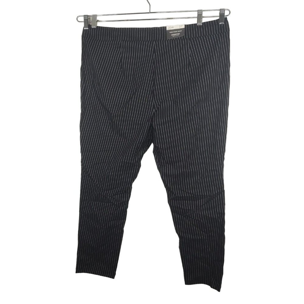 Who What Wear Cropped High Rise Stretch Pants Women Size 16W Black White Stripe - Picture 3 of 7